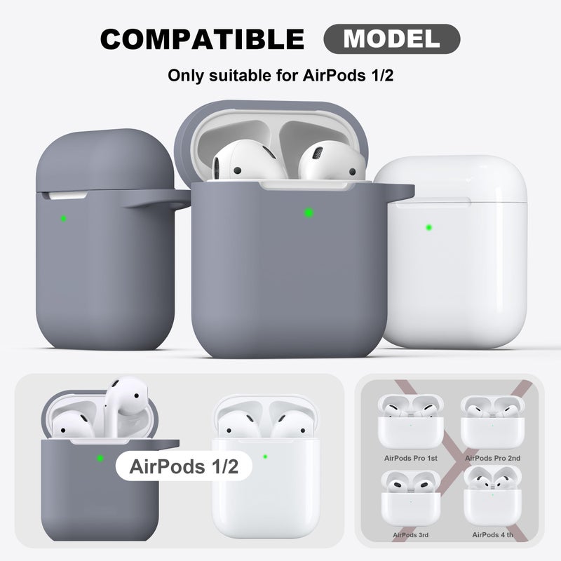 R-fun Compatible with AirPods Case Cover, Soft Silicone Protective Cover with Keychain for Women Men Compatible with Apple AirPods 2nd 1st Generation Charging Case, Front LED Visible,Dark Grey - Image 3